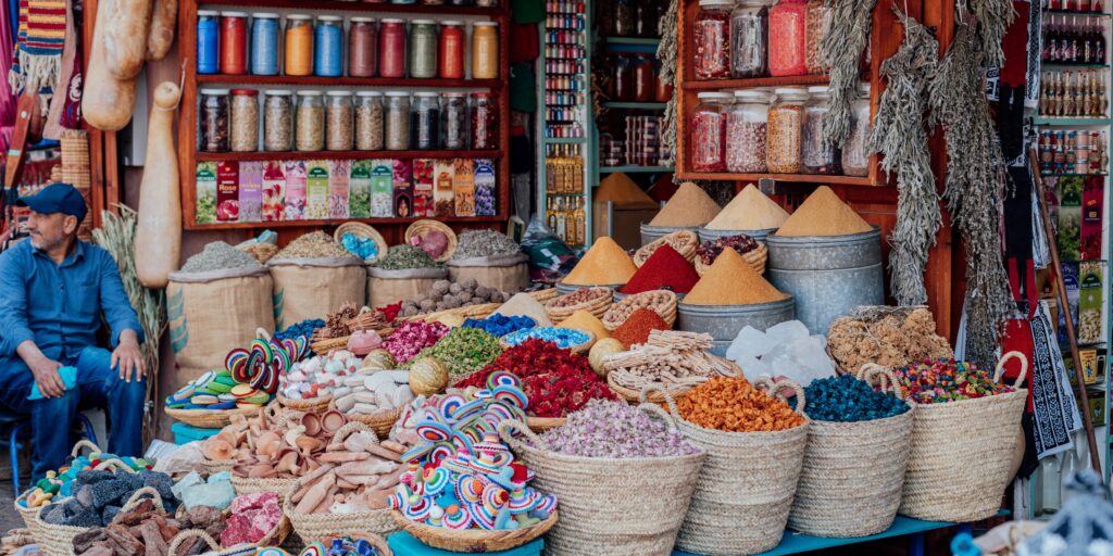 Colorful morocco tourist spots and attractions travel and tourism banner (17)