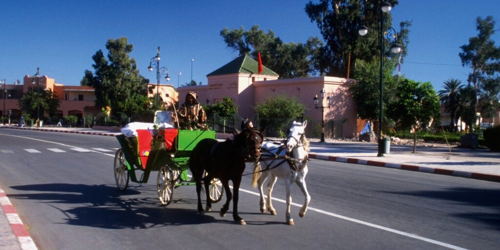 Colorful morocco tourist spots and attractions travel and tourism banner Transport