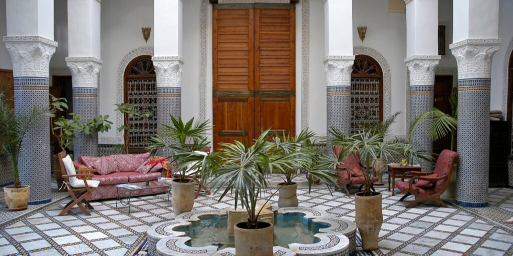 Colorful morocco tourist spots and attractions travel and tourism banner (27)