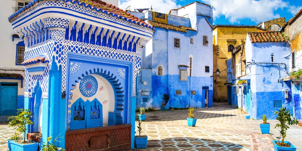 Colorful morocco tourist spots and attractions travel and tourism banner (37)